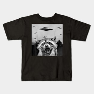 Alien UFO Funny Raccoon Stuffed Animal For Men, Women, Kids T-Shirt Kids T-Shirt
